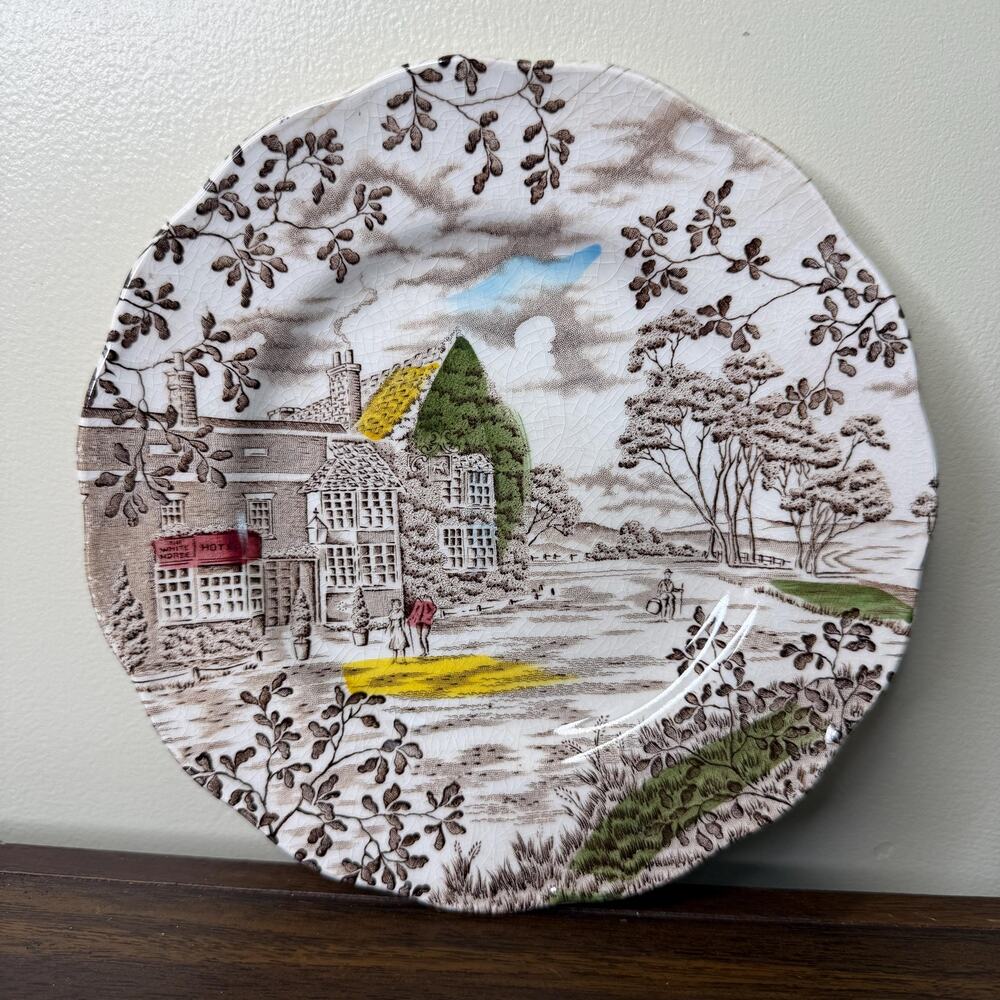 Dickens Coaching Stages by WH Grindley Vintage Plate Staffordshire England